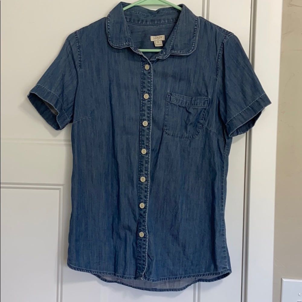J Crew Denim Short Sleeve Button Down Top